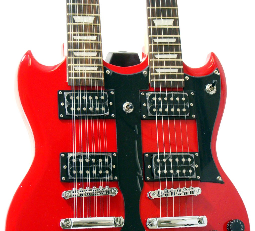 BadAax Dlb Neck Dbl Cut A Way Guitar 70's Style Model Red