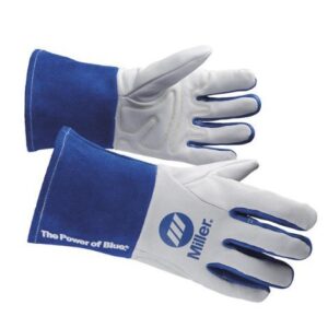 Miller Electric Welding Gloves, 3D, XL, Wing, 1WhiteBlue, PR (263349)