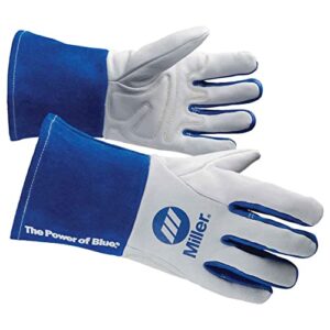 Miller Electric Welding Gloves, 3D, XL, Wing, 1WhiteBlue, PR (263349)