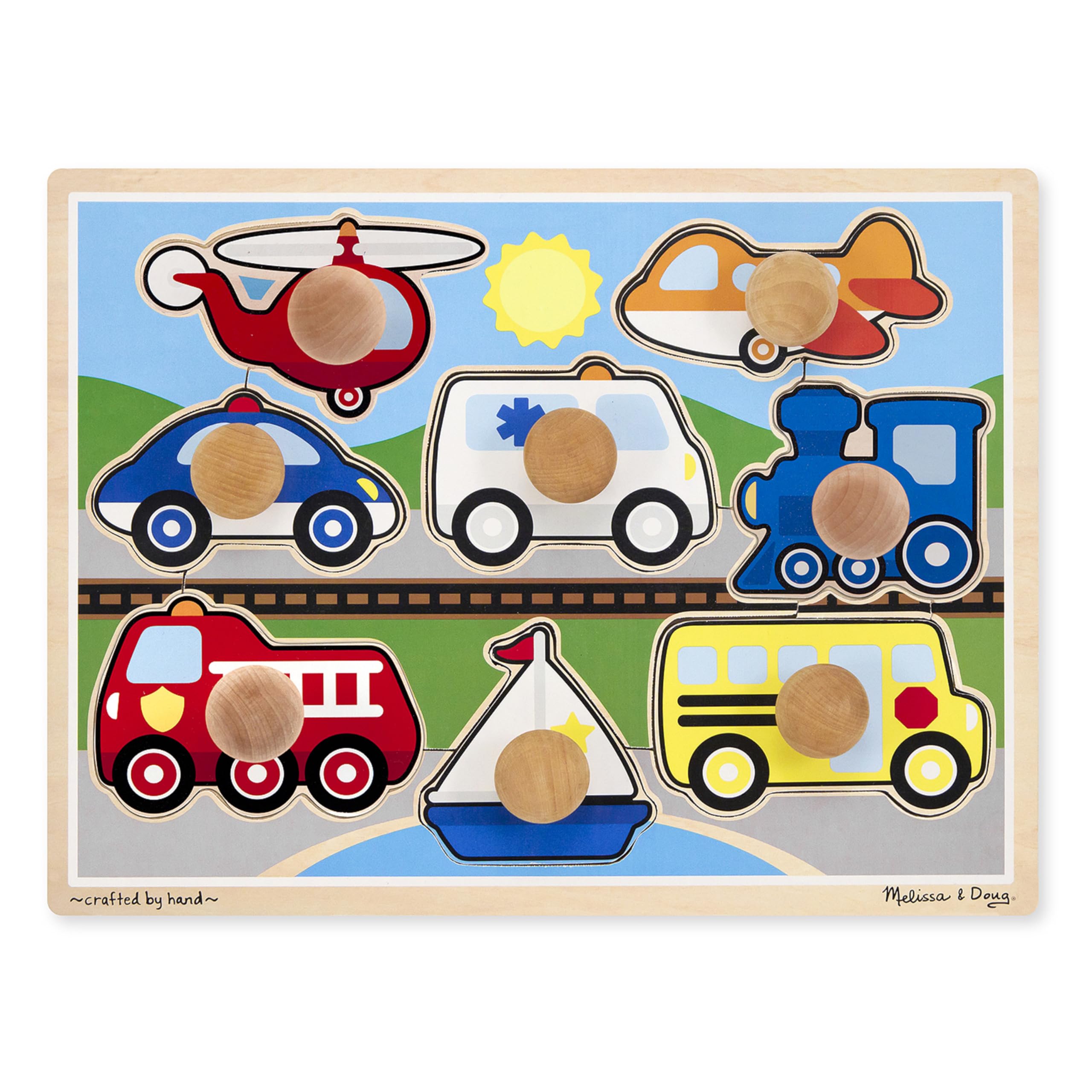 Melissa & Doug Vehicles Jumbo Knob Wooden Puzzle (8 pcs)