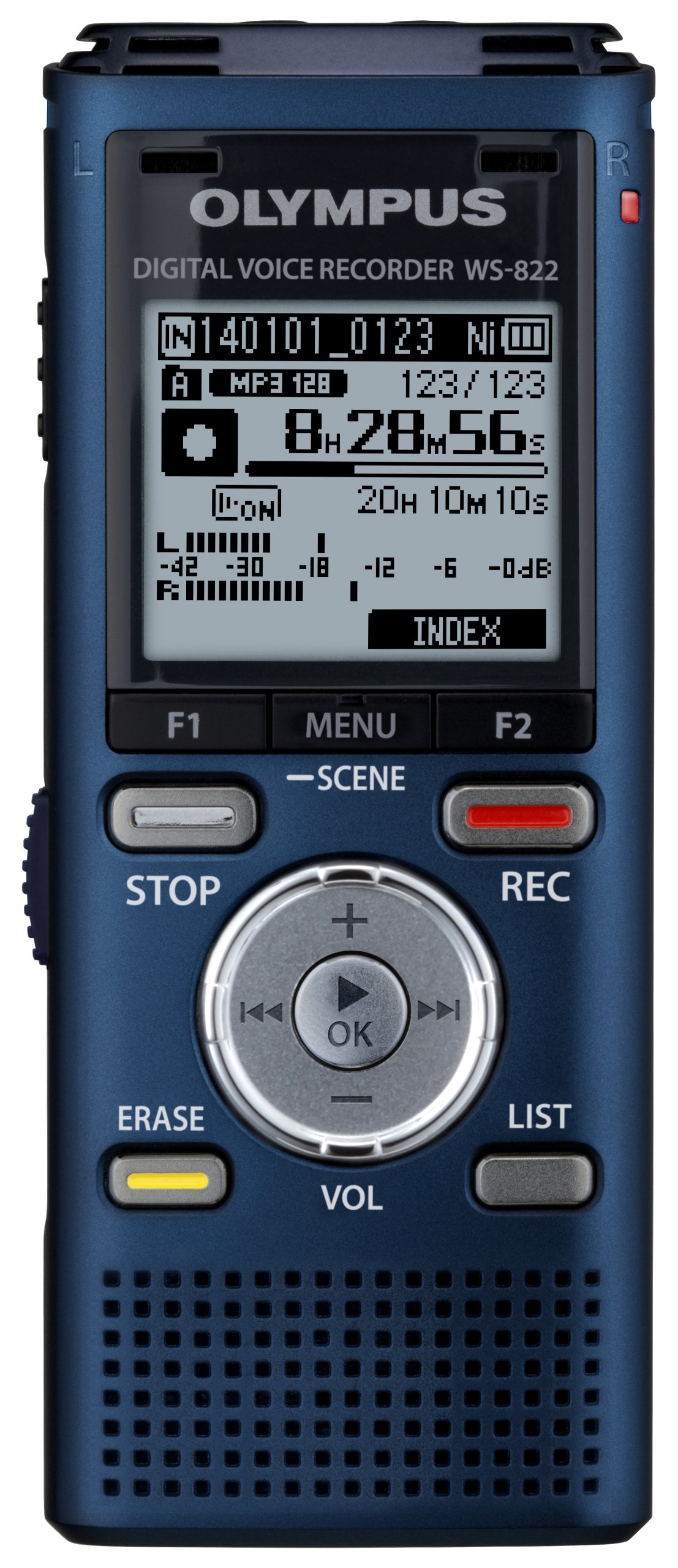 Olympus WS-822 Blue Voice Recorders with 4 GB Built-In-Memory