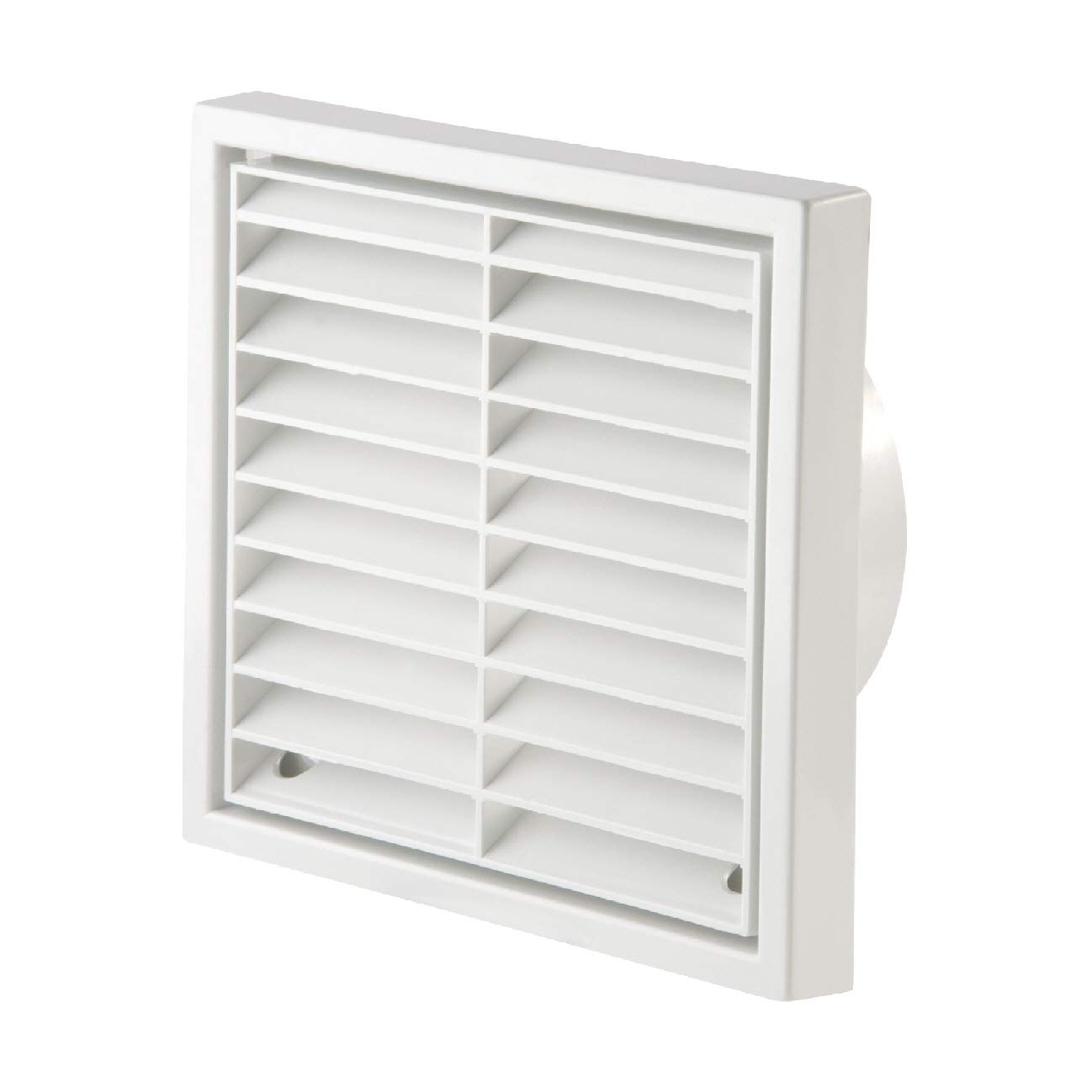 White Square Louvre Extractor Air Vent & Back Draught Ducting Shutter by SmartHome