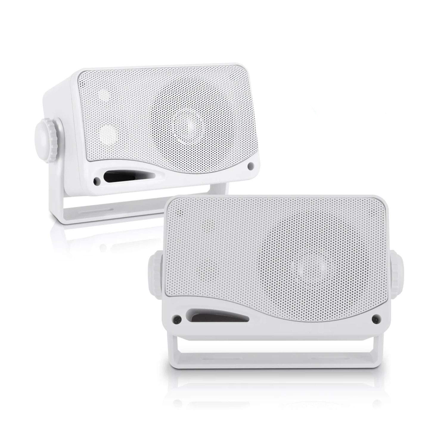 Pyle PLMR24 3.5 Inch 3 Way Marine Audio Speakers Outdoor Weatherproof (2 Pair)