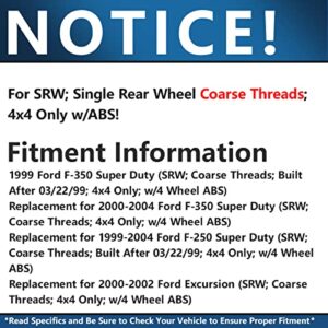 Detroit Axle - 4WD Front Wheel Bearing Hubs for 99-04 Ford F-250 F-350 Super Duty, 00-02 Ford Excursion, 2000 2001 2002 Wheel Bearing and Hubs Assembly [w/Coarse Thread] Replacement