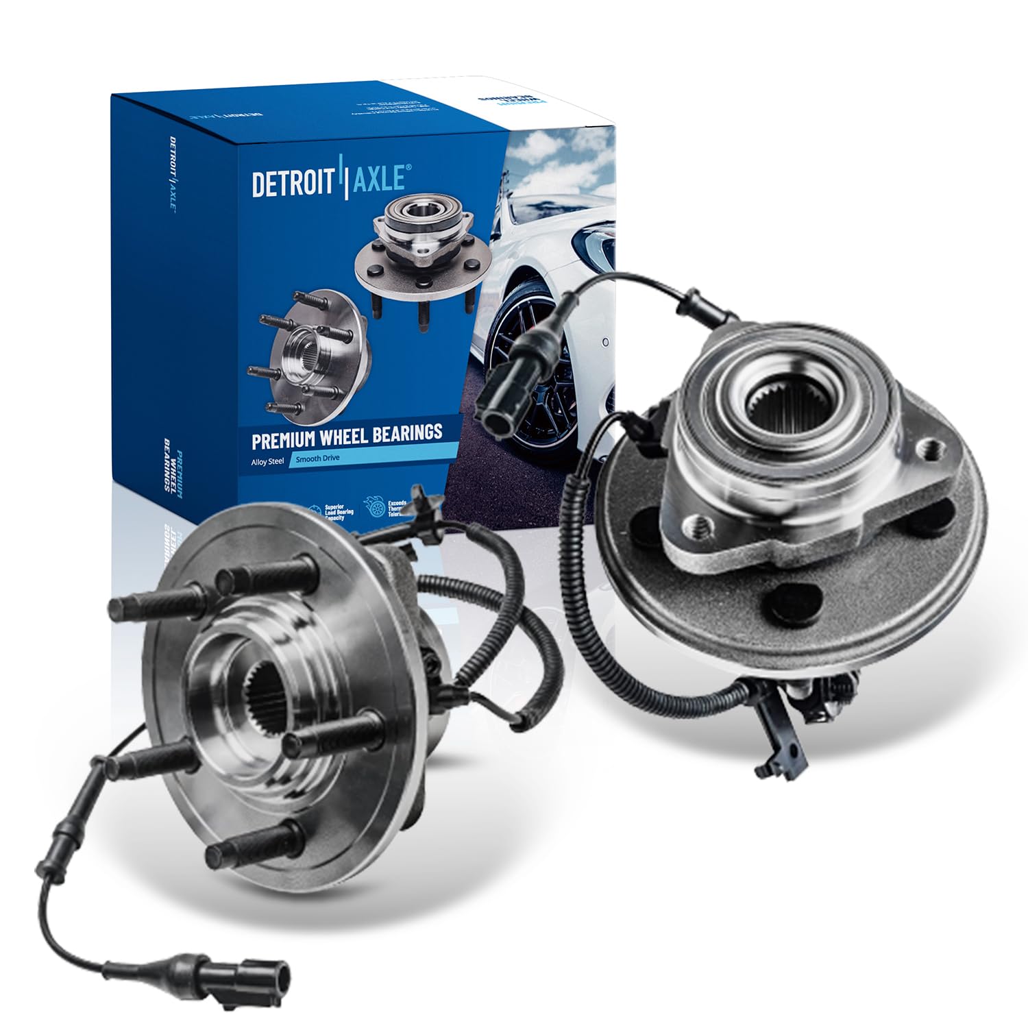 Detroit Axle - Front Wheel Bearing Hubs for 06-10 Ford Explorer Mercury Mountaineer, Replacement 2006 2007 2008 2009 2010 Explorer Sport Trac Wheel Bearing and Hubs Assembly Set, Pair Hubs