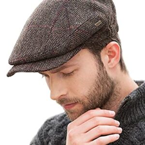 Mucros Weavers Men's Quiet Man Cap, Irish Tweed Flat Cap, Brown, XL