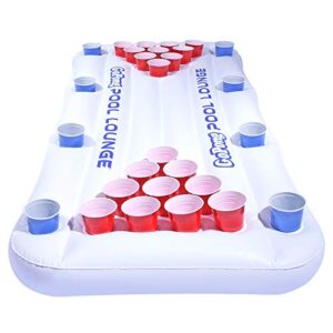 gopong pool lounge beer pong inflatable with social floating, white