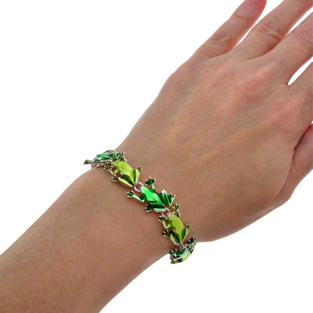 PammyJ Green Frogs Charm Bracelet