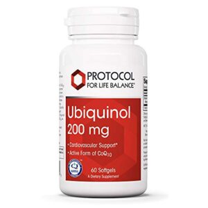 protocol ubiquinol coq10 200mg - oxidative stress quencher, cell energy, heart health - 60 softgels