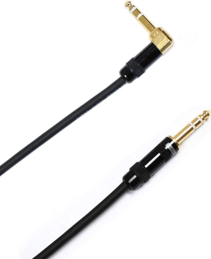 Audio2000's C26006P2 Microphone Cable (2-Pack), Copper Shield Balanced Cable, 1/4" TRS Right Angle to TRS Connector, 6 Feet Length, Gold Platted Connector, Flexible Ultra Soft Rubber Jacket