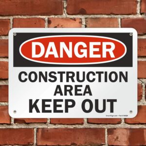 SmartSign "Danger - Construction Area, Keep Out" Sign | 7" x 10" Plastic