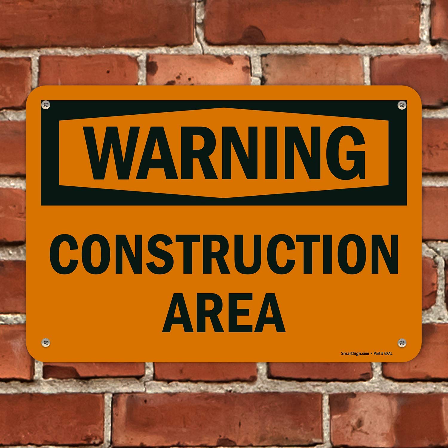 SmartSign "Warning - Construction Area" Sign | 7" x 10" Plastic