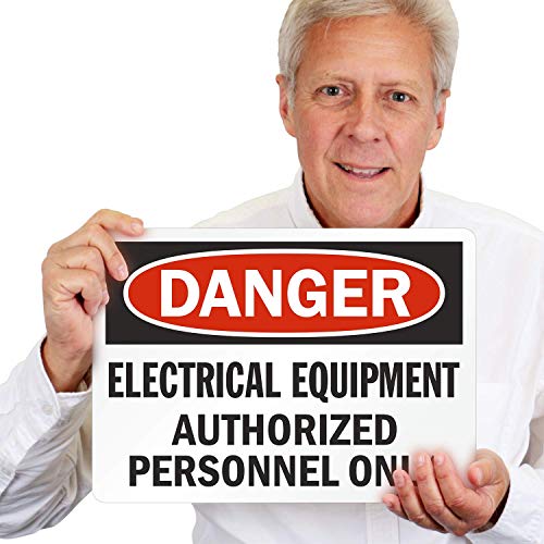 SmartSign - U9-1488-ND_10x14 "Danger - Electrical Equipment, Authorized Personnel Only" Label | 10" x 14" Laminated Vinyl Black/Red on White