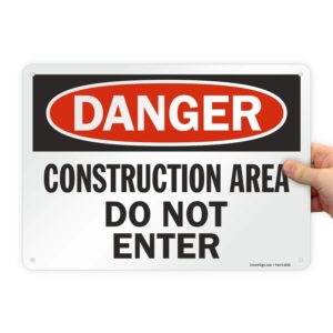 smartsign "danger - construction area, do not enter" sign | 10" x 14" plastic