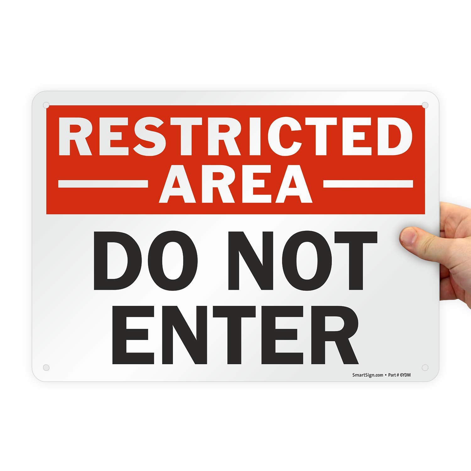 SmartSign - U9-1414-NA_10x14 "Restricted Area - Do Not Enter" Sign | 10" x 14" Aluminum Black/Red on White