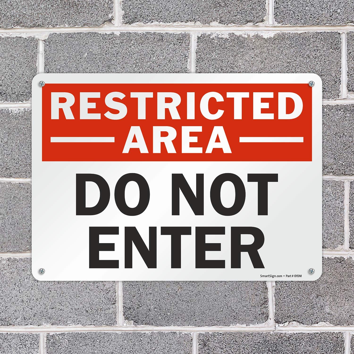 SmartSign - U9-1414-NA_10x14 "Restricted Area - Do Not Enter" Sign | 10" x 14" Aluminum Black/Red on White