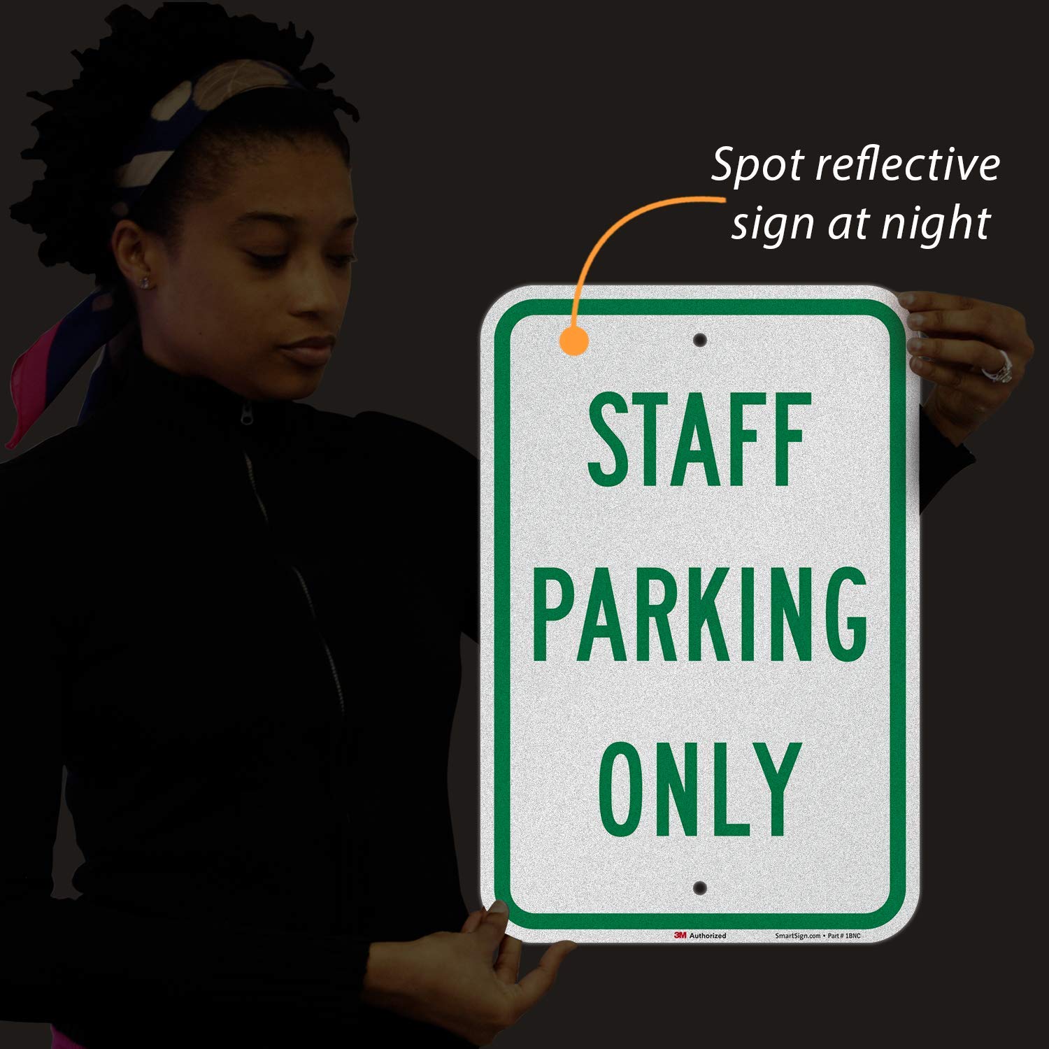 SmartSign - K-2615-EG-12x18-D2 "Staff Parking Only" Sign | 12" x 18" 3M Engineer Grade Reflective Aluminum Green on White