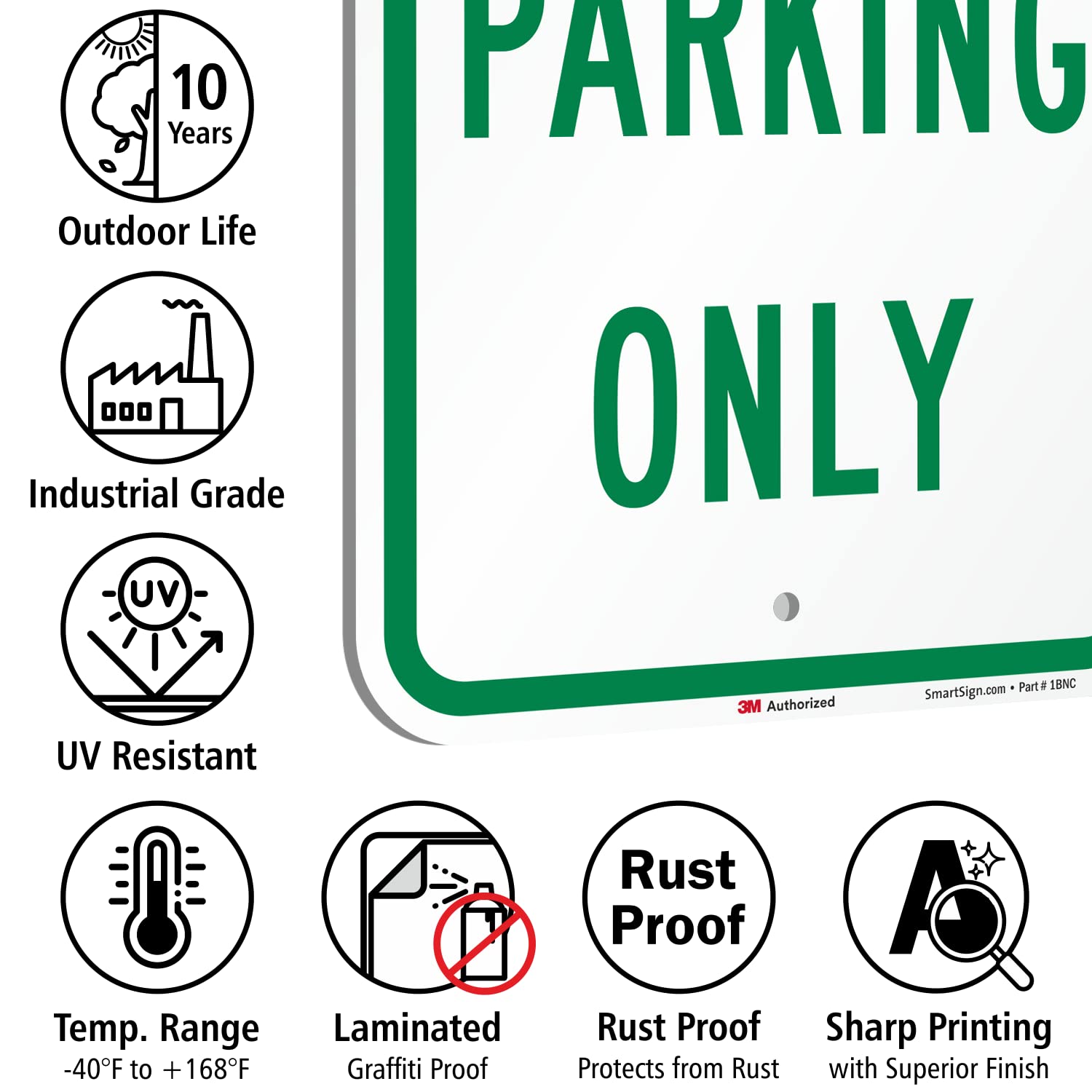 SmartSign - K-2615-EG-12x18-D2 "Staff Parking Only" Sign | 12" x 18" 3M Engineer Grade Reflective Aluminum Green on White