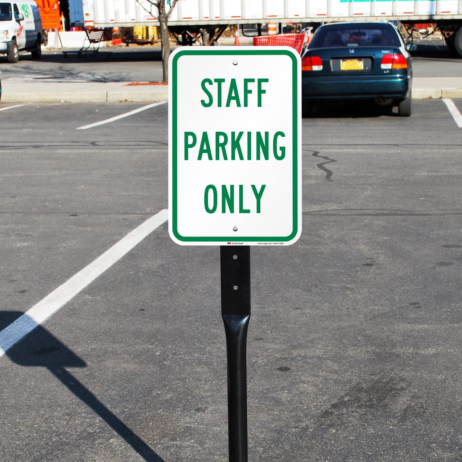 SmartSign - K-2615-EG-12x18-D2 "Staff Parking Only" Sign | 12" x 18" 3M Engineer Grade Reflective Aluminum Green on White