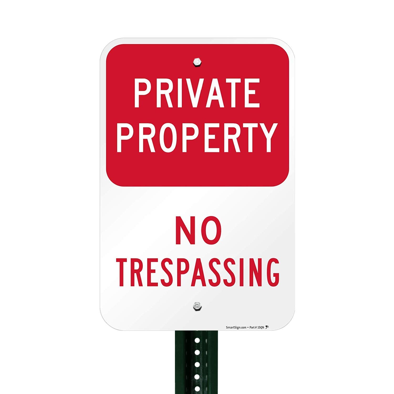 SmartSign - K-1159-AL-12x18 "Private Property - No Trespassing" Sign | 12" x 18" Aluminum Red on White