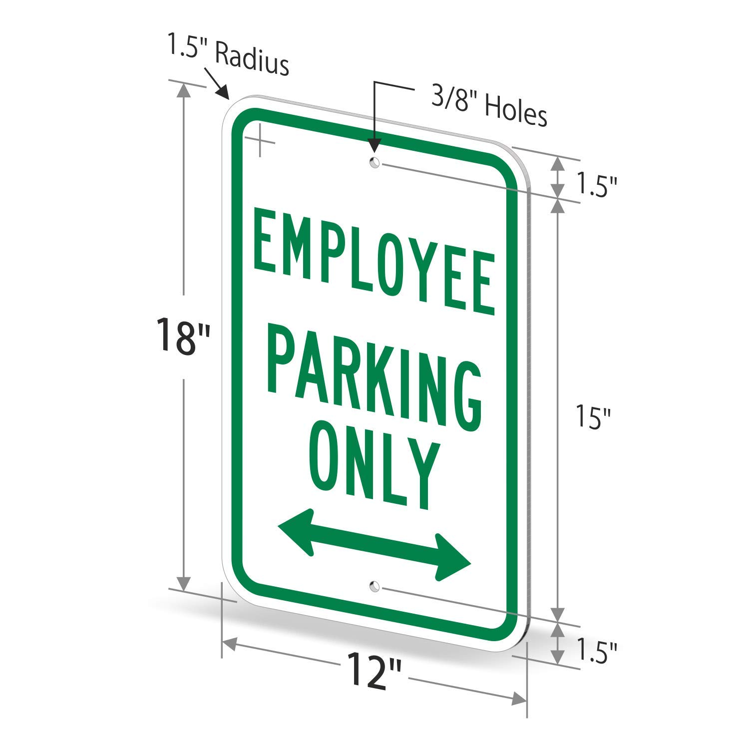 "Employee Parking Only" Sign With Bidirectional Arrow By SmartSign | 12" x 18" 3M Engineer Grade Reflective Aluminum