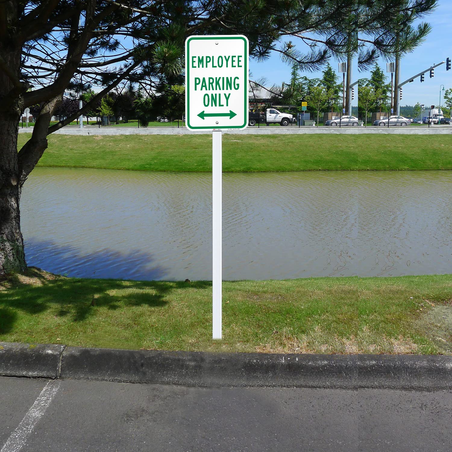 "Employee Parking Only" Sign With Bidirectional Arrow By SmartSign | 12" x 18" 3M Engineer Grade Reflective Aluminum