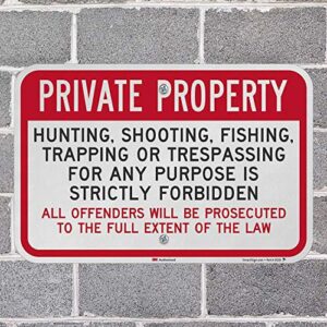 "Private Property - Hunting, Fishing, Trespassing Forbidden" Sign By SmartSign | 12" x 18" 3M Engineer Grade Reflective Aluminum