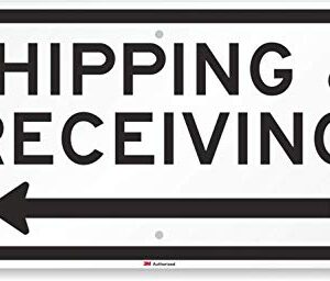 SmartSign "Shipping & Receiving" Sign with Left Arrow | 12" x 24" 3M Engineer Grade Reflective Aluminum