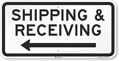 SmartSign "Shipping & Receiving" Sign with Left Arrow | 12" x 24" 3M Engineer Grade Reflective Aluminum