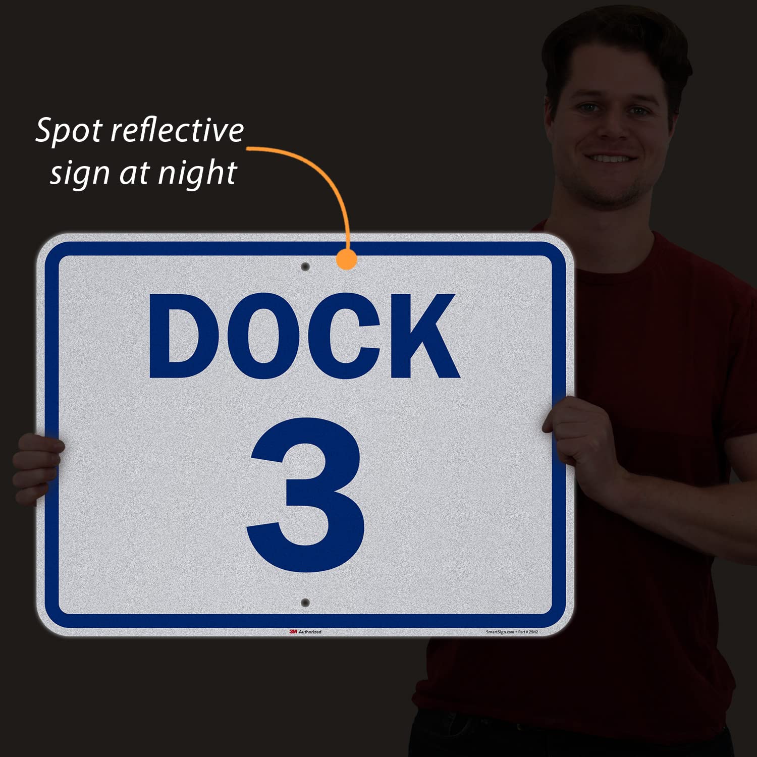 SmartSign "Dock 3" Dock Number Sign | 18" x 24" 3M Engineer Grade Reflective Aluminum