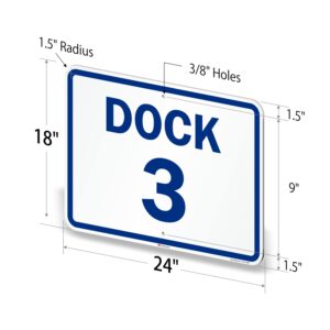 SmartSign "Dock 3" Dock Number Sign | 18" x 24" 3M Engineer Grade Reflective Aluminum