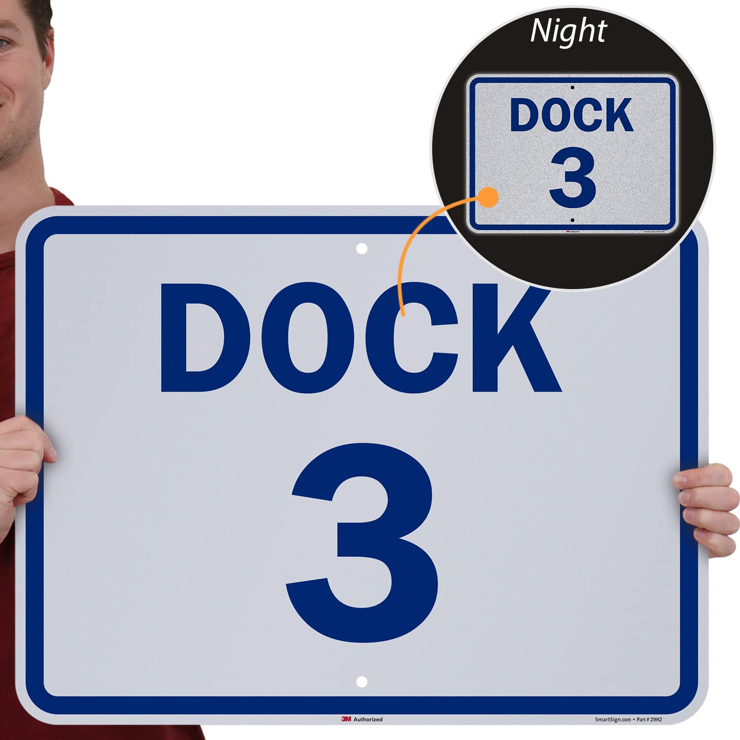 SmartSign "Dock 3" Dock Number Sign | 18" x 24" 3M Engineer Grade Reflective Aluminum