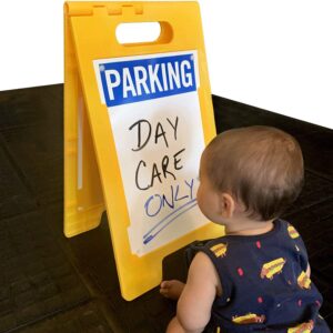 SmartSign - SF-0318-FB-25x12-DE "Parking" Blank Write-On Folding Floor Sign | 25" x 12" Plastic