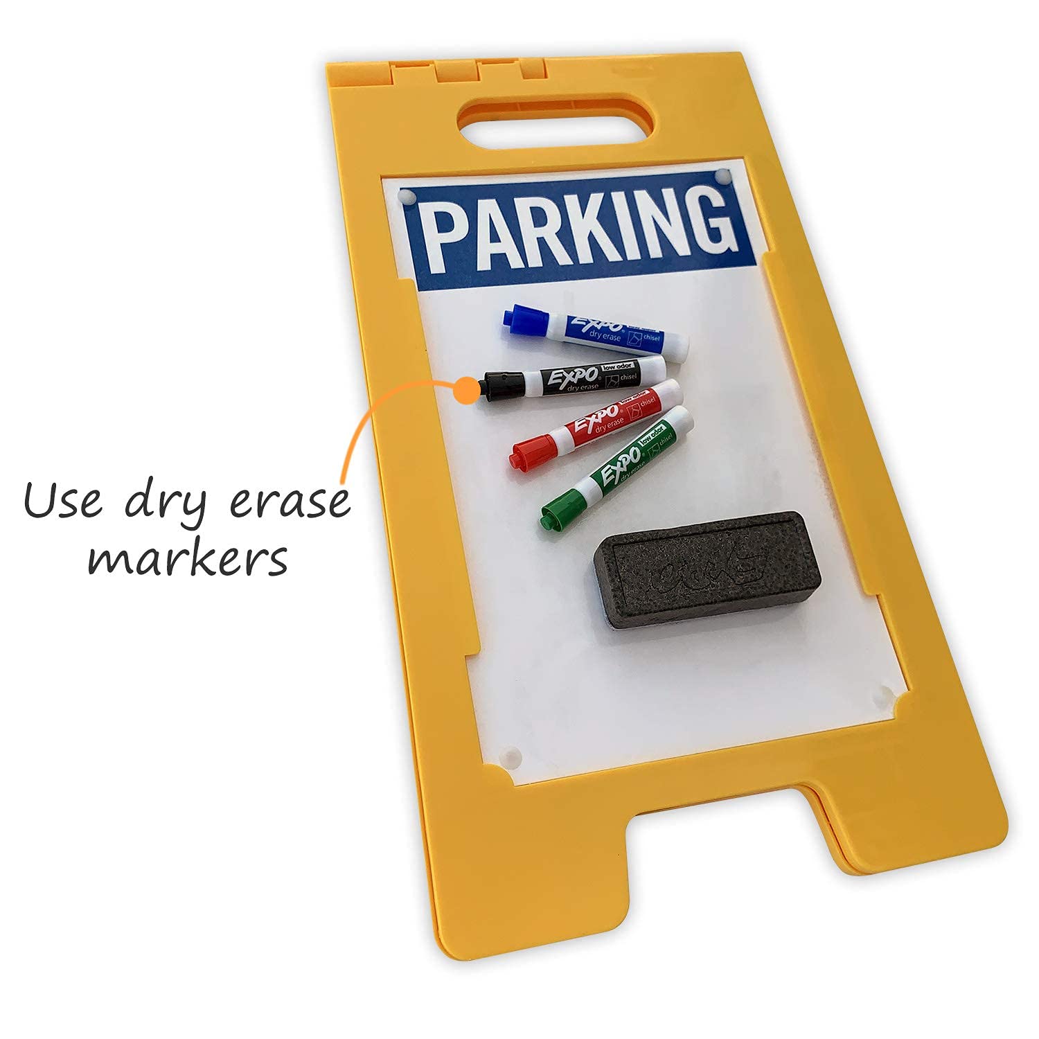 SmartSign - SF-0318-FB-25x12-DE "Parking" Blank Write-On Folding Floor Sign | 25" x 12" Plastic