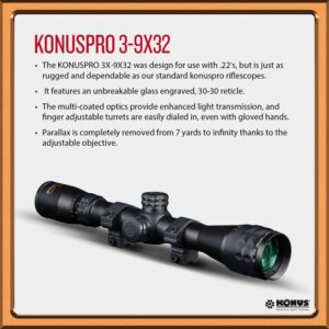 KonusFire 3x-9x32mm 3x-9x32mm Riflescope with mounting Rings