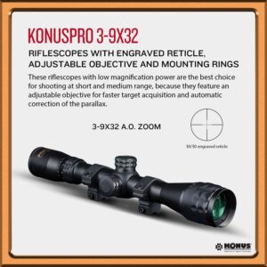 KonusFire 3x-9x32mm 3x-9x32mm Riflescope with mounting Rings