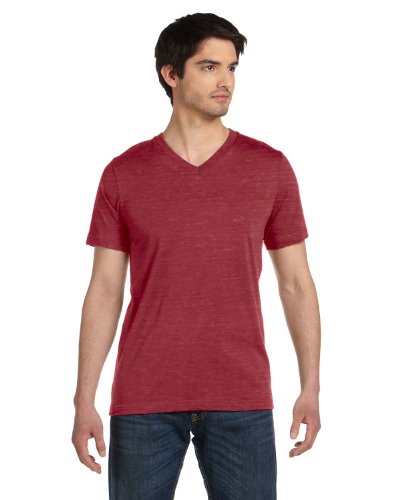 Bella + Canvas Unisex Jersey Short-Sleeve V-Neck T-Shirt XL MAROON MARBLE