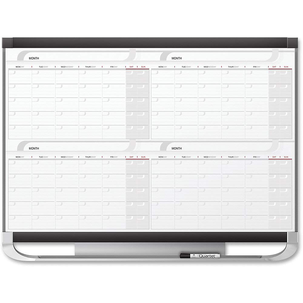 Quartet Dry Erase Calendar Board, Magnetic Whiteboard Planner, 4' x 3', 4 Months, Total Erase Surface, Prestige 2 (4MCP43P2)