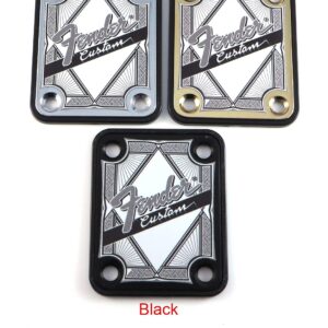 Standard 4 Bolt "Custom Built" Engraved or Printed Guitar Neck Plate - Choose from 4 designs - Silver, Gold or Black