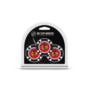 team golf nhl chicago blackhawks 3 pack golf chip ball markers, poker chip size with pop out smaller double-sided enamel markers