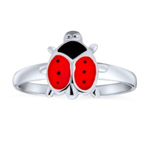 lucky red black ladybug shape garden midi thin band toe ring for women teens .925 silver sterling adjustable