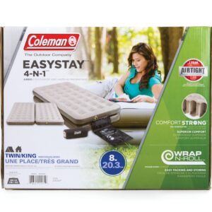 Coleman EasyStay Plus Single-High 4-in-1 Convertible Twin Air Mattress, Ideal for Camping and Home Use