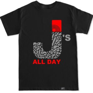 FTD Apparel Men's J's All Day Mary J Smoke Air Retro 3 T Shirt-Large Black