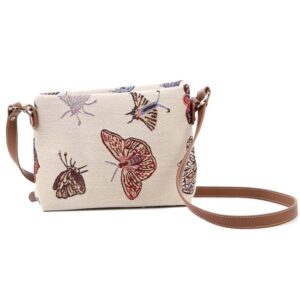 signare tapestry crossbody bag shoulder purse for women in butterfly design (xb02-butt)