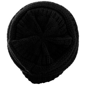 C.C Trendy Warm Chunky Soft Stretch Cable Knit Beanie Skully, Black