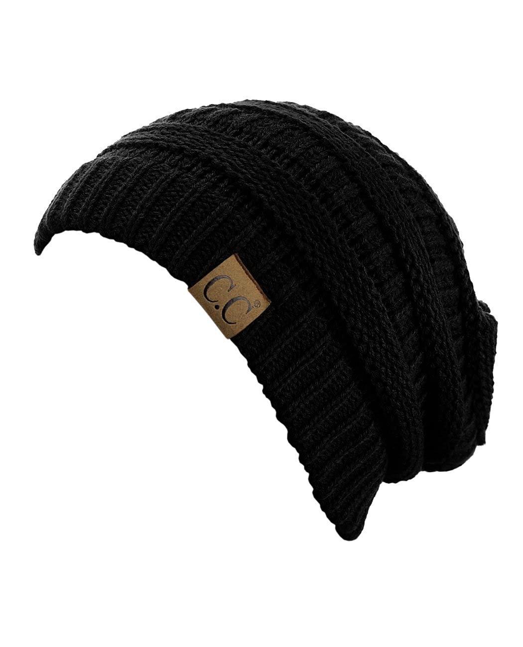 C.C Trendy Warm Chunky Soft Stretch Cable Knit Beanie Skully, Black