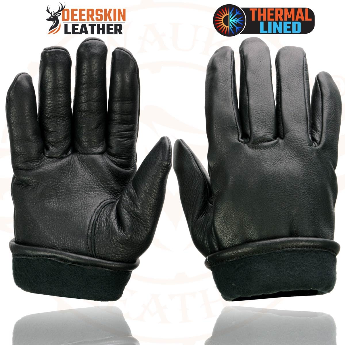 Milwaukee Leather SH858 Men's Black Thermal Lined Deerskin Motorcycle Hand Gloves W/Sinch Wrist Closure - Large