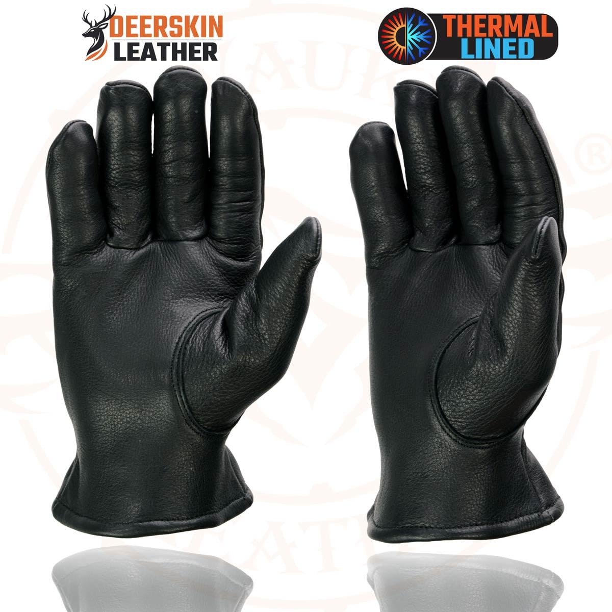 Milwaukee Leather SH858 Men's Black Thermal Lined Deerskin Motorcycle Hand Gloves W/Sinch Wrist Closure - Large