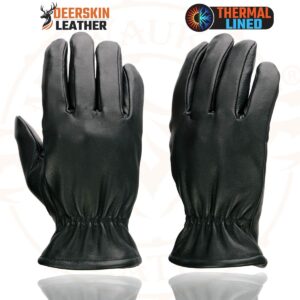 Milwaukee Leather SH858 Men's Black Thermal Lined Deerskin Motorcycle Hand Gloves W/Sinch Wrist Closure - Large