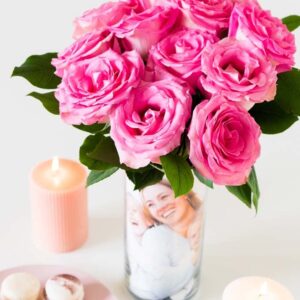 From You Flowers - One Dozen Light Pink Roses with Glass Vase (Fresh Flowers) Birthday, Anniversary, Get Well, Sympathy, Congratulations, Thank You